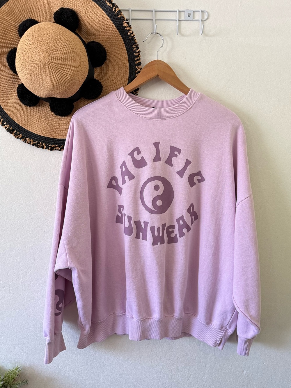 Pacsun Pacific Sunwear Lavender Purple Oversized Yin & Yang Graphic Sweatshirt